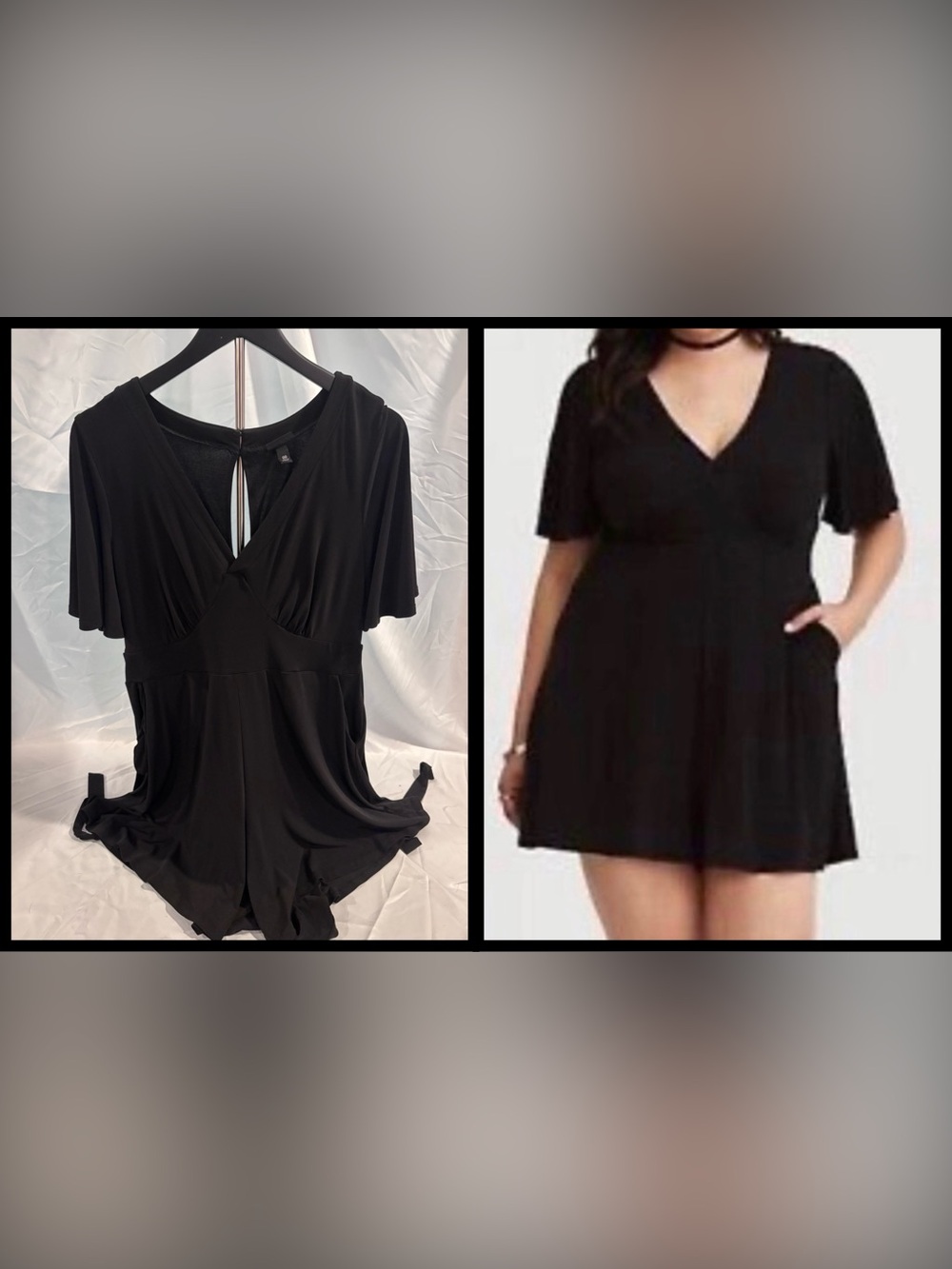 TORRID | Black Stretchy Knit Flutter Romper